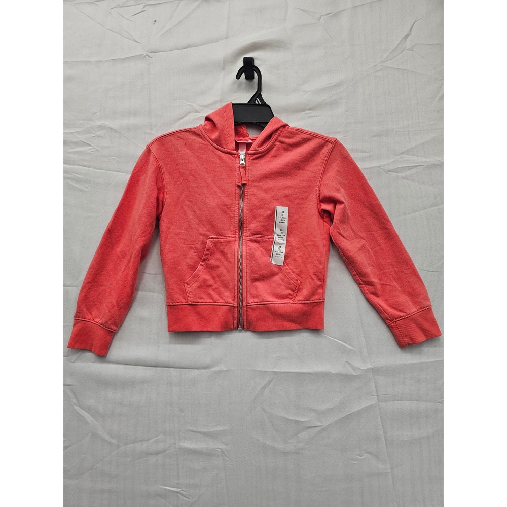 Cat & Jack Girls Coral Red Full Zip Hoodie Sweatshirt‎ Size M 8 Relaxed Sleeve